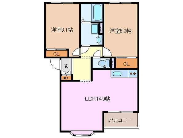 近鉄長島駅 徒歩8分 2階の物件間取画像